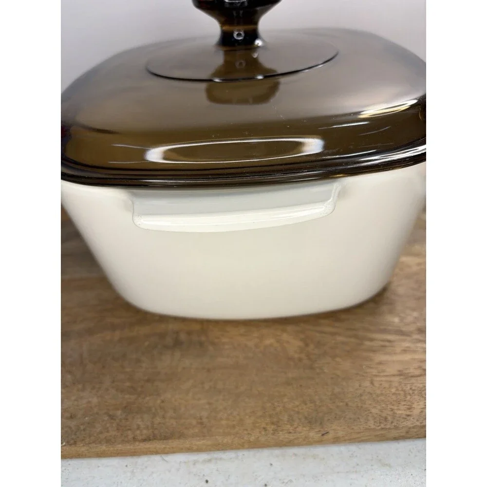 CorningWare SYMPHONY 3L  Sandstone A-3-B Casserole Dish w/Amber  Lid Near MInt